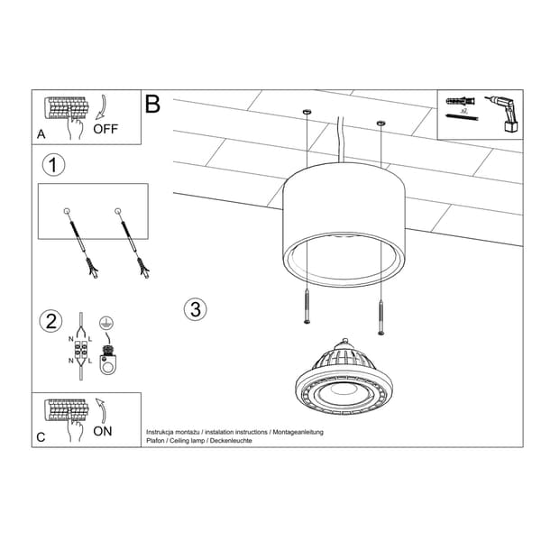 Sollux Lighting Plafond BASIC 1 luonnonpuu, 10x14x14cm