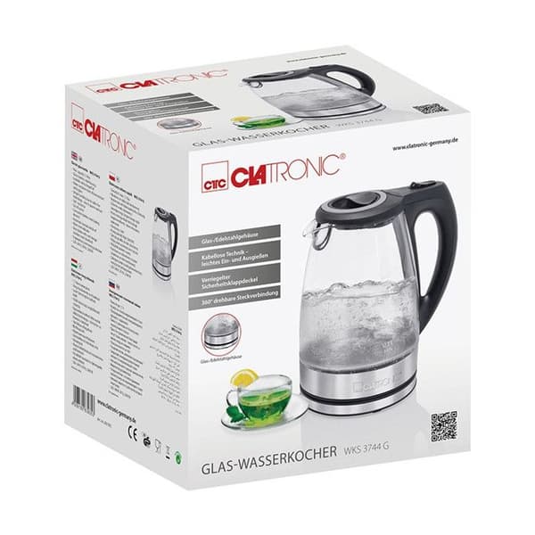 Clatronic WKS 3744 G Kedel i rustfrit stål, glas Kapacitet: 1,7 l