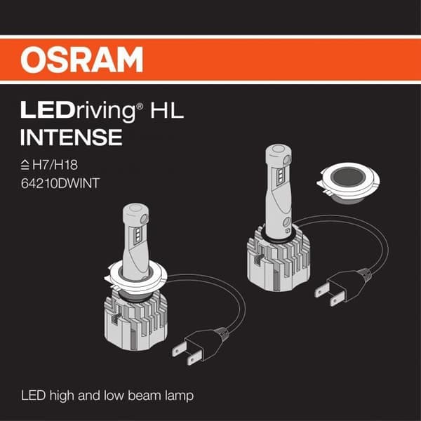 2 LED-driven HL-billampor - Osram - LED - Intense H7/H18