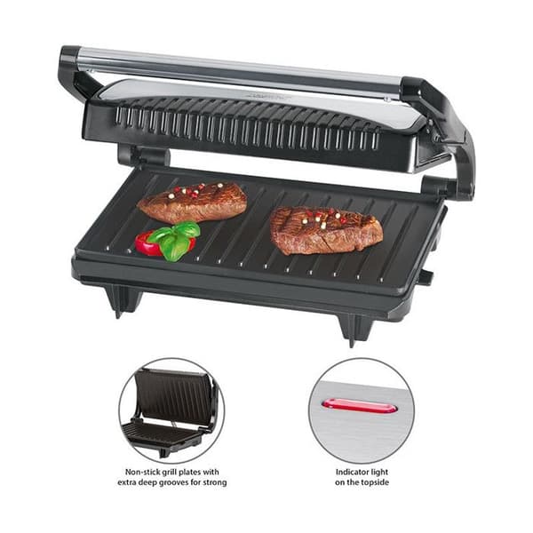 Clatronic MG 3519 kontaktgrill, sort, rustfrit stål