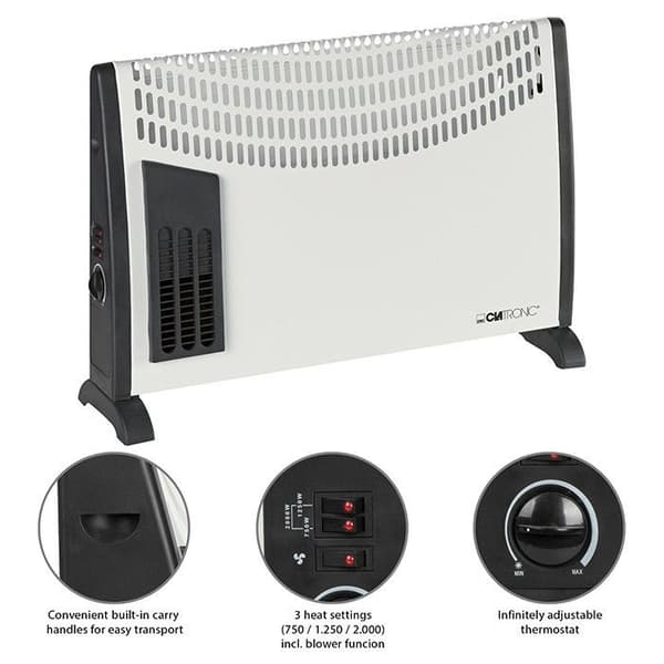 Elradiator - Clatronic - KH 3433N - 2000 W - 3 varmeindstillinger - Blæsefunktion