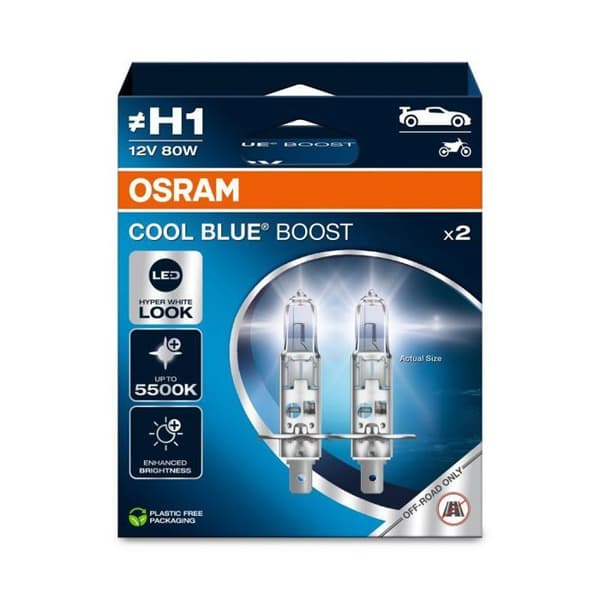 Kit 2 ampuller COOL BLUE BOOST (H1) 12V ECO FÖRPACKNING Osram 62150CBB-2HB