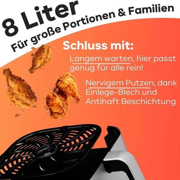 Profi Cook PC-FR 1269 H Luftfriteuse 8 l 1800 W rustfrit stål, sort