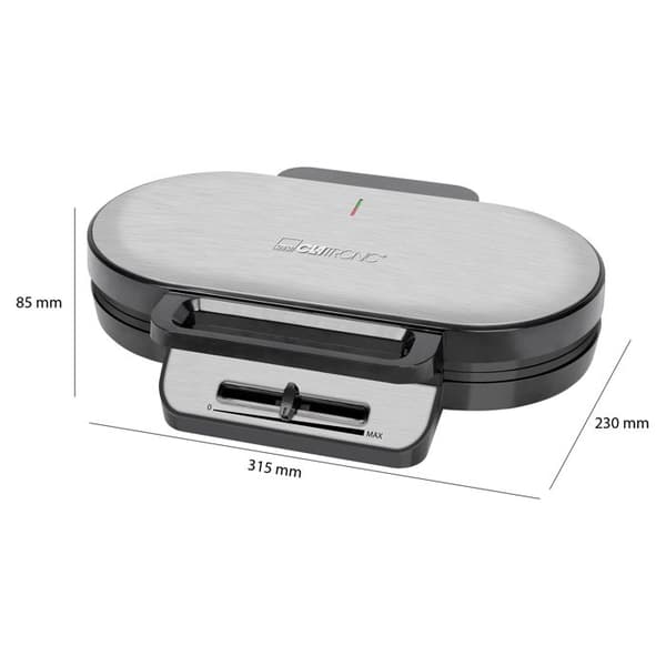 Clatronic WA 3745 Dobbelt vaffeljern i rustfrit stål, sort