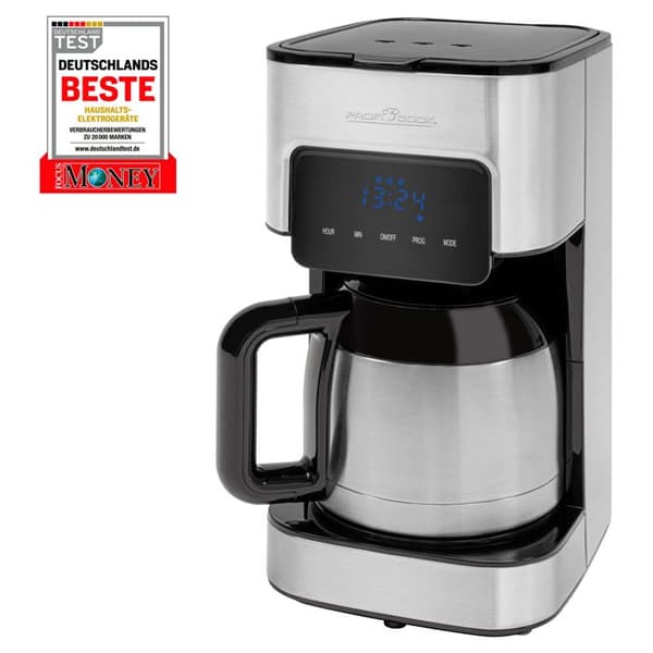 Programmable 10 Cup Filter Coffee Maker Inox Proficook KA 1191 900W Musta/Hopea