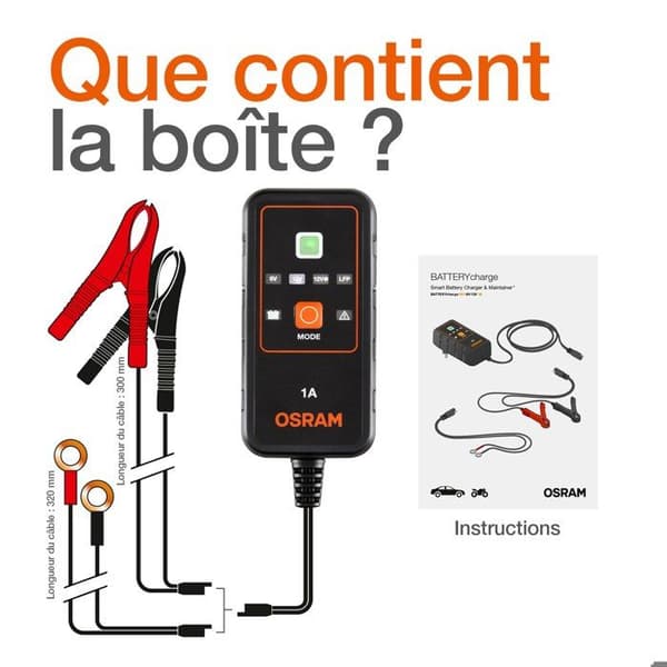 Batteriladdare - OSRAM - 6V/12V - 1A - Universell - Intelligent