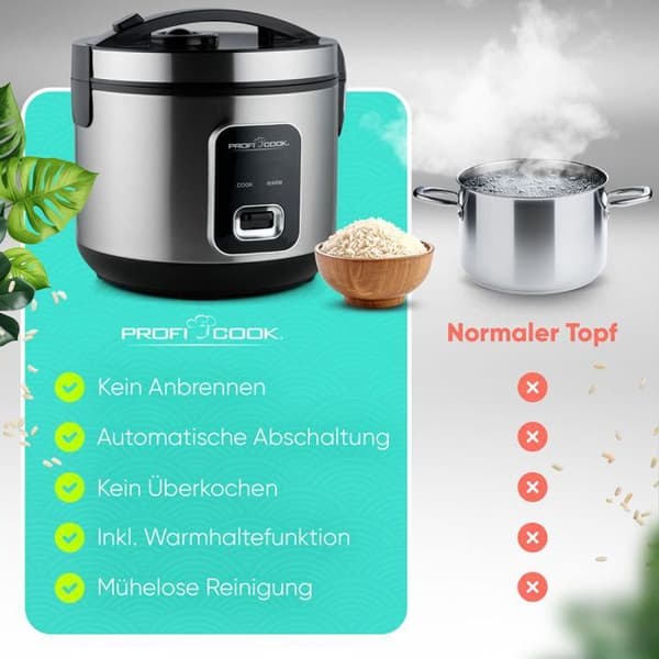 Profi Cook PC-RK 1285 Risekoger i rustfrit stål, sort