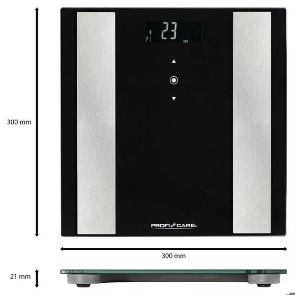Analysevægt - ProfiCare - PC-PW 3007 FA - Glas - Sort - 8 i 1