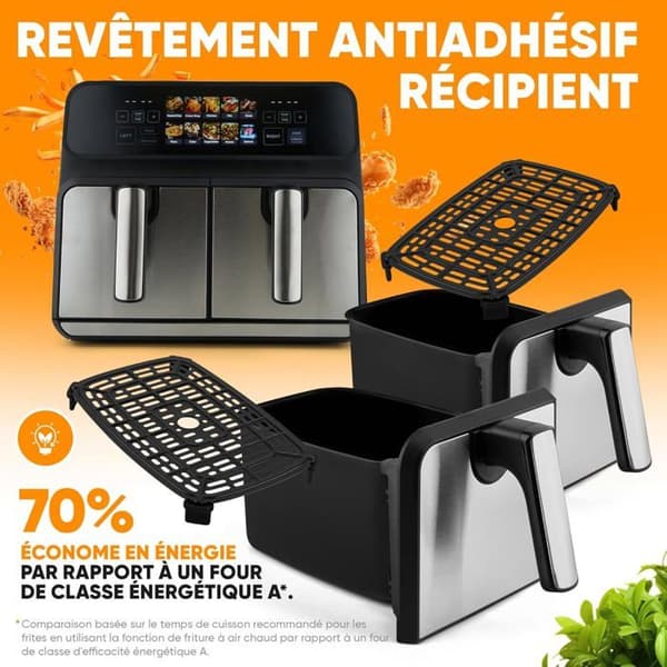 Luftfryser - PROFICOOK - Dobbelt 8L - 2200W - 7 programmer - Rustfrit stål