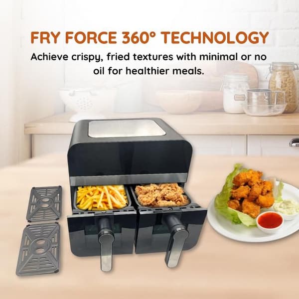 Luftfriture - GENERIC - CNAFD45WB - Dobbelt kurv - Sort vindue - 2400 W