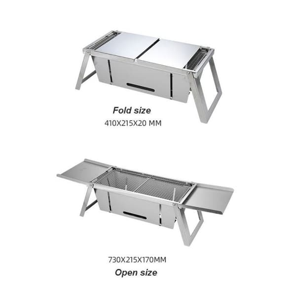 Bordgrill sammenfoldelig - HERZBERG - HG-04159 - Rustfrit stål - Sammenfoldelig - Bærbar
