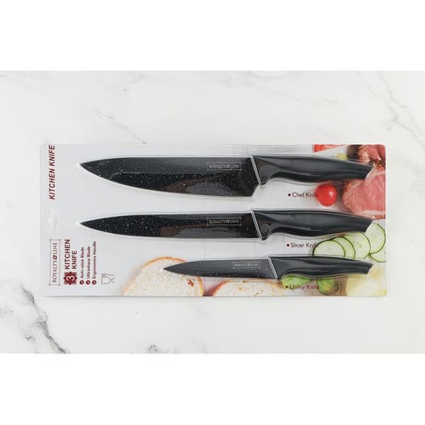 Sæt af 3 knive Sort Royalty Line RLBCB3