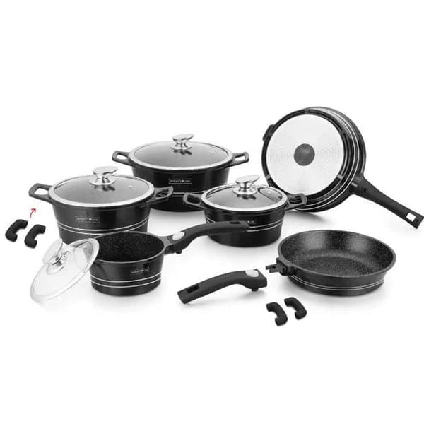 RL-ES2014M sort sten 14-delt non-stick gryder og pander sæt