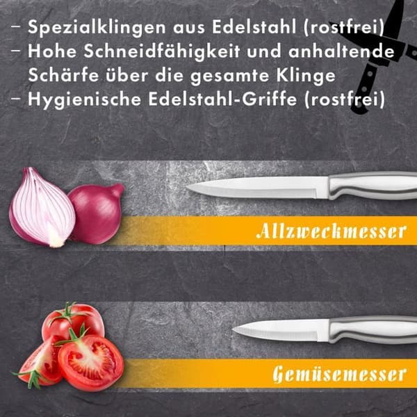 Knivsæt - CLASSBACH - C-MBS4018 - 7 dele - Rustfrit stål - Hvidt træblok