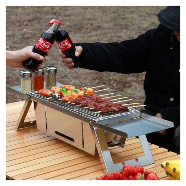 Bordgrill sammenfoldelig - HERZBERG - HG-04159 - Rustfrit stål - Sammenfoldelig - Bærbar