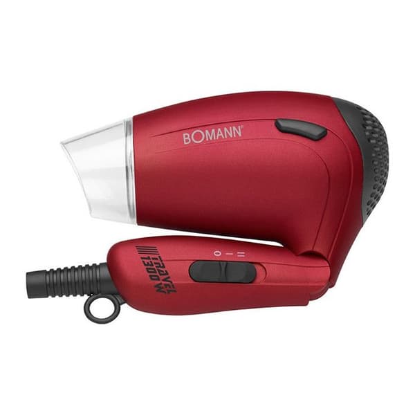 Kompakt rejsehårtørrer - BOMANN - HTD 8005 CB - 1300 Watt - Rød - Diffuser og koncentrator
