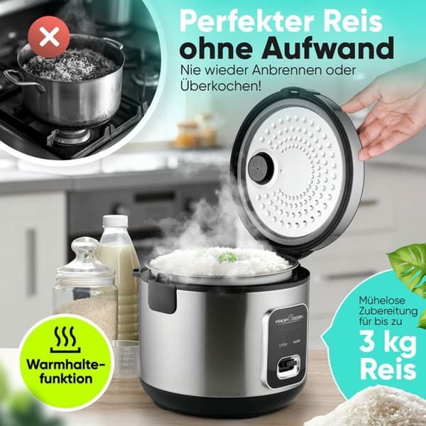 Profi Cook PC-RK 1285 Risekoger i rustfrit stål, sort