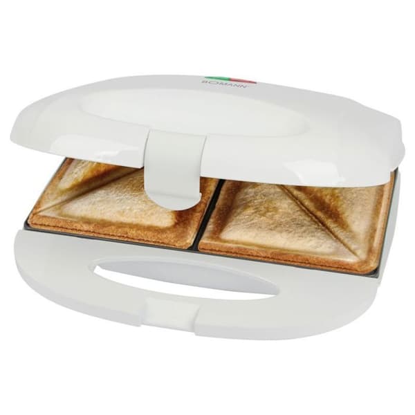 Sandwichmaskin - BOMANN - ST6073CB-Vit - Triangulära plattor - Non-stick - Justerbar termostat