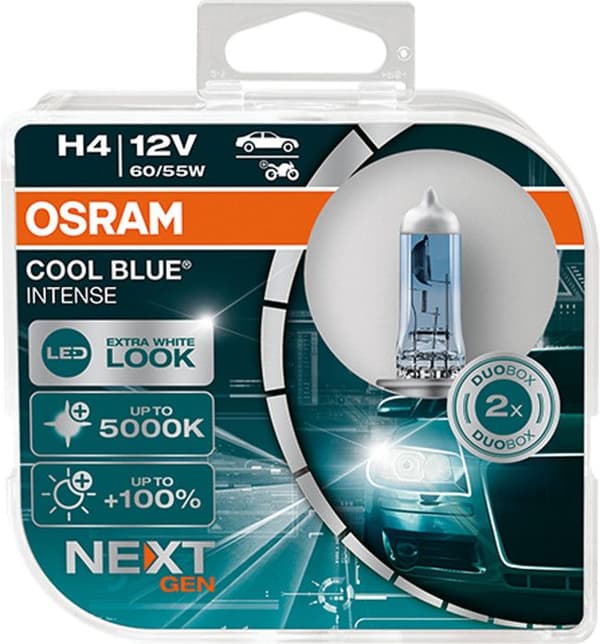 Kit med 2 Halogenpærer Osram COOL BLUE® INTENSE NextGen H4 12V 64193CBN-HCB