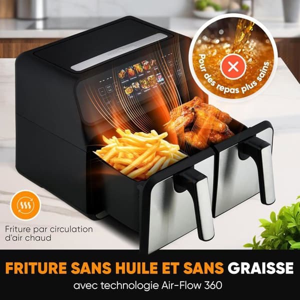 Luftfryser - PROFICOOK - Dobbelt 8L - 2200W - 7 programmer - Rustfrit stål