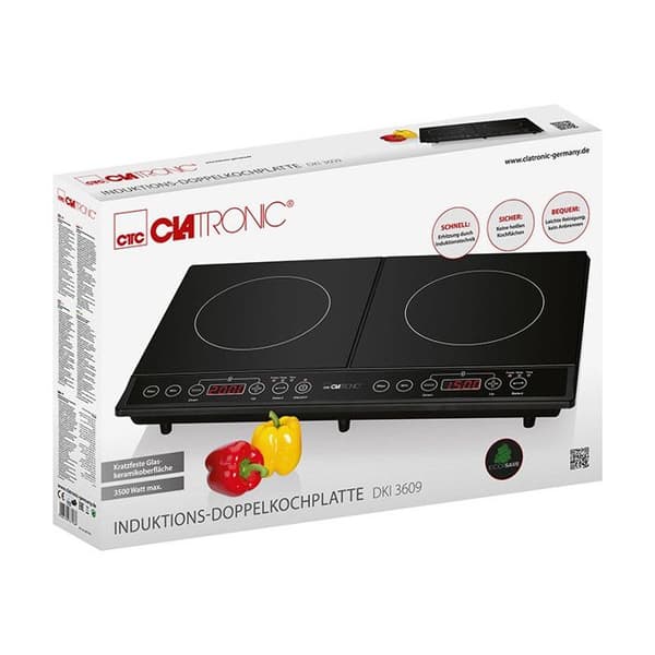 Dobbelt induktionsvarmeplade Clatronic DKI 3609 Sort
