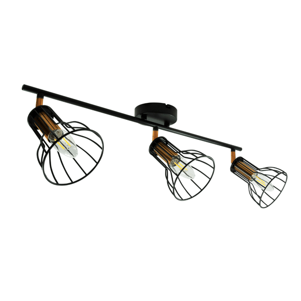 Rörlig vägg- och taklampa 3 svart+koppar E14x3 SOFIA 310958 Polux