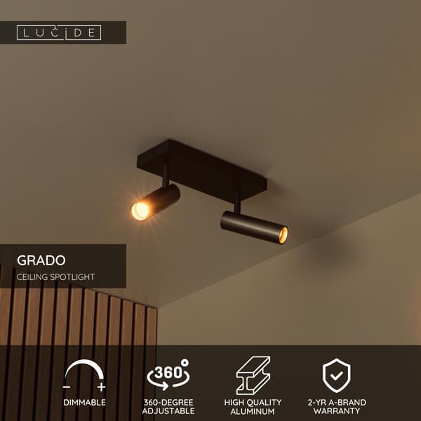 Takspotlight modern grå-svart rektangulär bikaka dubbel 2xMR11 8W GRADO Lucide