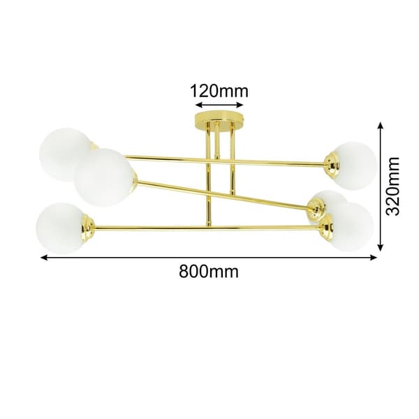 Loftlampe guld kugler 6xE27 PALLE ID-6200-03 IdeaLED