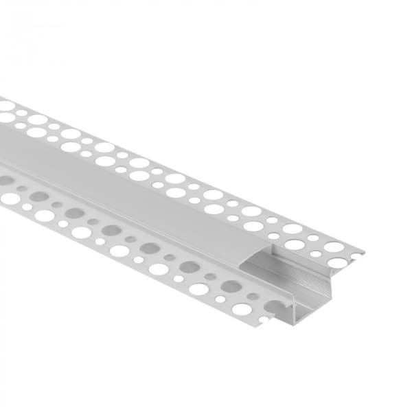 Set med 10x LED-listprofil GPS02 infälld vit + opalvit kåpa 2m Ecolight