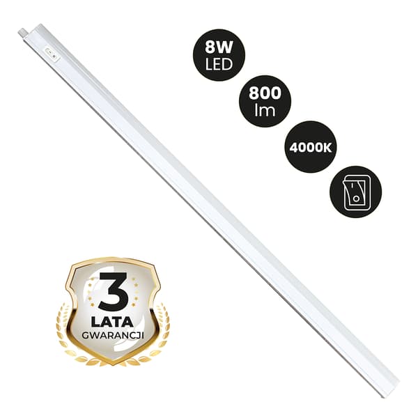 Hvid underskabsbelysning 60 cm stribe neutral farve LED 8W VITO Eko-Light