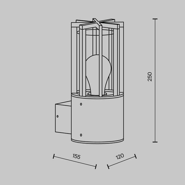 Moderni grafiitinharmaa ulkoseinävalaisin E27 15W Barrel Maytoni