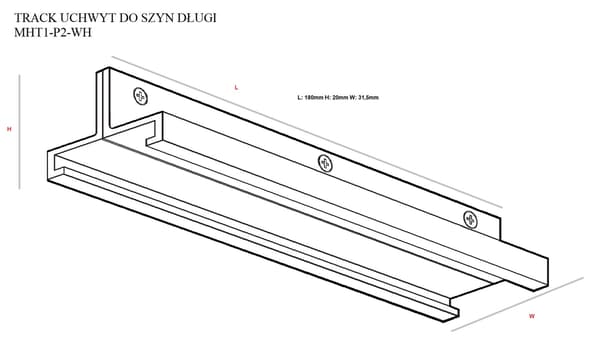 Lang hvid skinneholder Maxlight