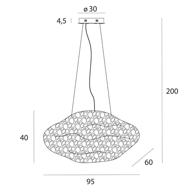 Designer sort dekorativ pendellampe STARDUST LED 14W P0525D Maxlight