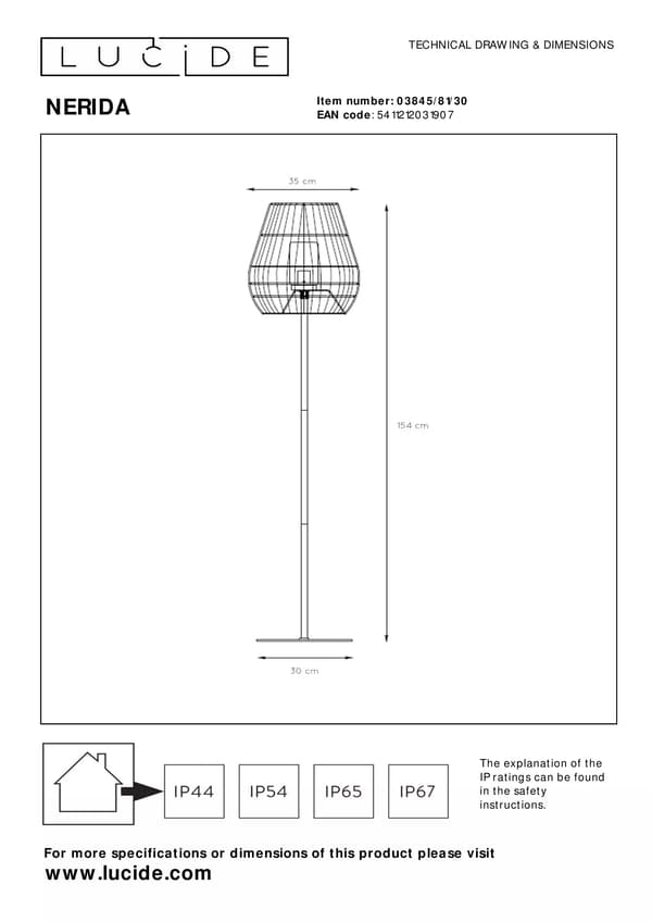 Sort udendørs gulvlampe til terrasse E27 40W NERIDA Lucide
