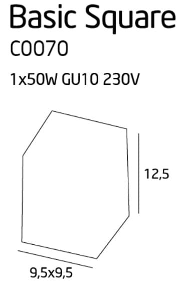Kattospotti valkoinen neliö 9.5 cm BASIC SQUARE 1xGU10 50W C0070 Maxlight