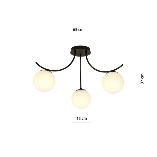 Emibig loftlampe 3xE14 40W BOSTON 3 SORT/OPAL 1109/3