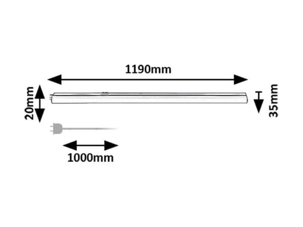Sort underskabsbelysning 119 cm til køkken, variabel farve LED 16W BAREG Rabalux
