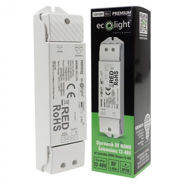 LED-strip controller V1-L RF MONO lysdæmper 15A 12/24V 10A 36/48V Ecolight
