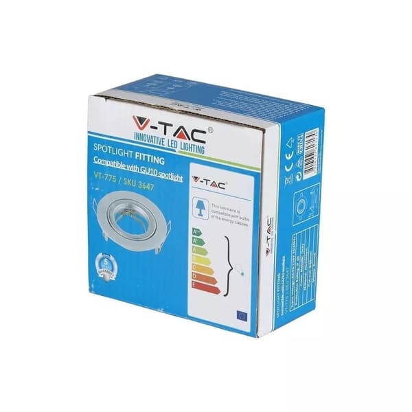 V-TAC GU10 Takspotlight Rund Rörlig Silvergrå VT-775