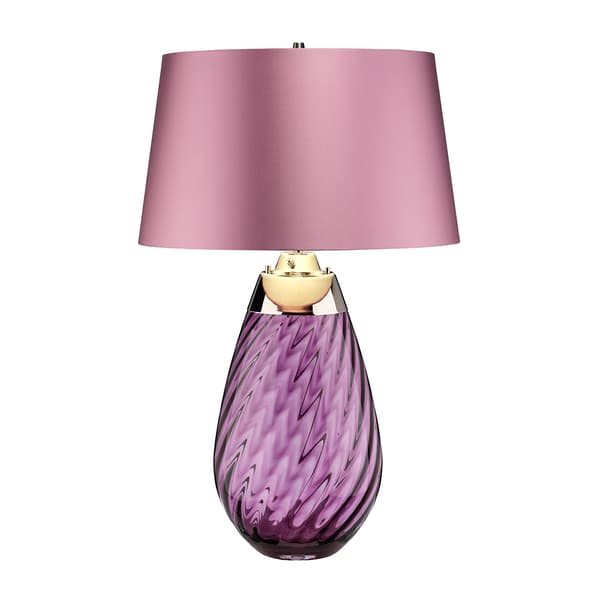 Bordlampe glas lilla med skærm Lena E27 60W Elstead