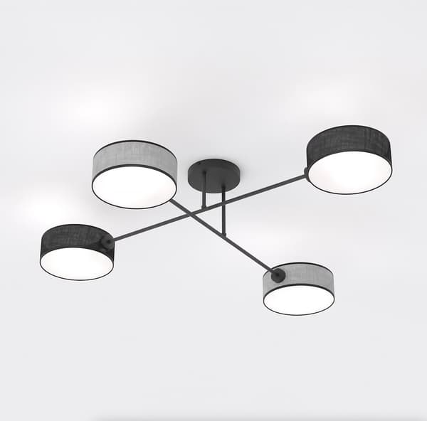 Loftlampe moderne sort-grå skærme 4xE14 10W MAGA Emibig