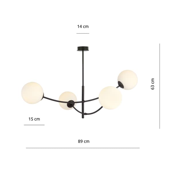 Emibig loftlampe 4xE14 40W HUNTER 4 BLACK/OPAL 1102/4