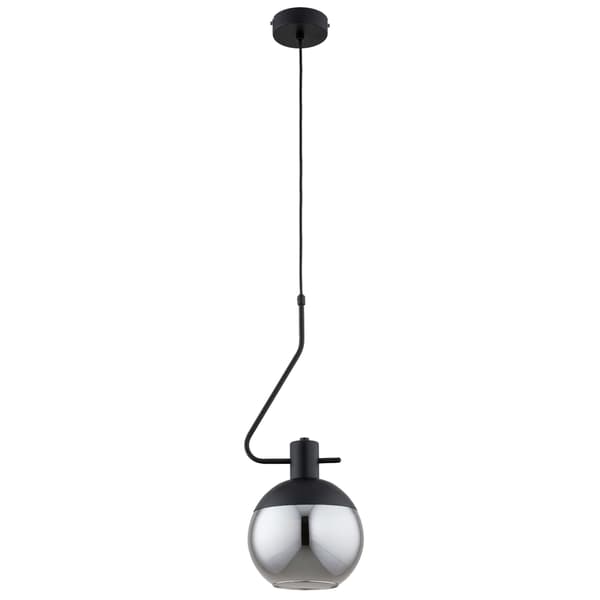 Moderne sort glas røget kugle pendel til soveværelset 1xE27 15W ENIGMA Alfa