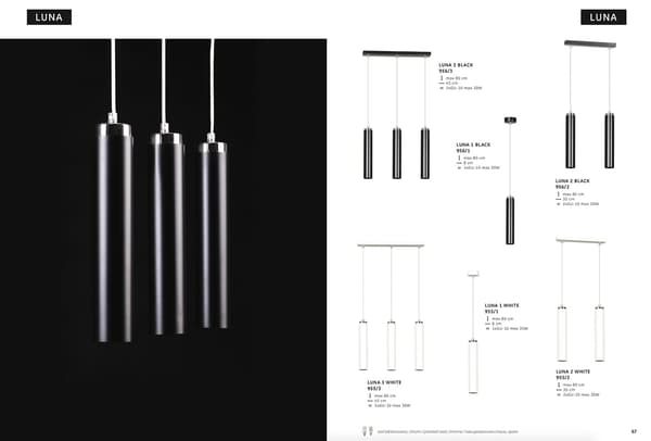 PENDEL Emibig 2xGU10 30W LUNA 2 BLACK 956/2