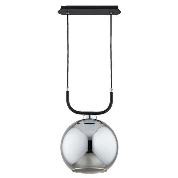 Sort pendel glas skærm krom til spisestue over bord 1xE27 15W BINARY Alfa
