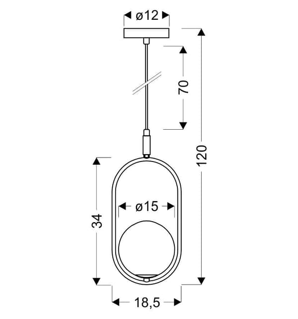 Pendellampe sort CORDEL 1 Candellux 31-10148