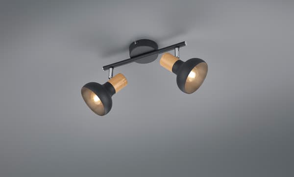 Dobbelt sort loftlampe LATIKA 2xE14 10W RL