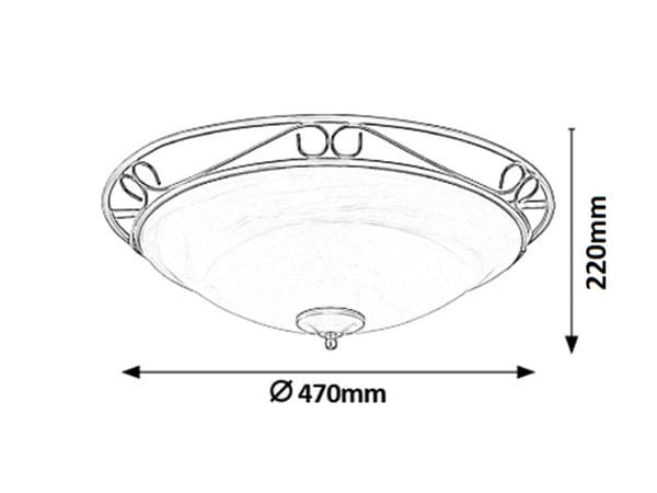 Glasloftlampe 47 cm E27 3x60W sort rund Athen 3723 Rabalux