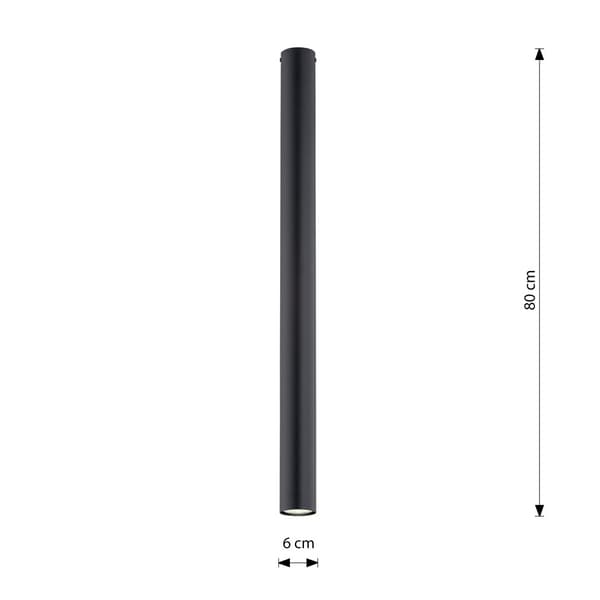 Sort loftspot 80 cm rund 1xGU10 8W TECNO Emibig