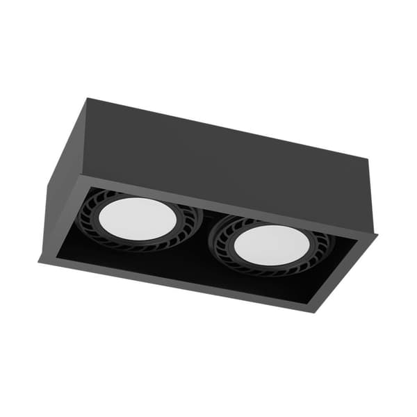 Indbygningsspot sort rektangulær 2xGU10 18W CAGE 1273 Brosline